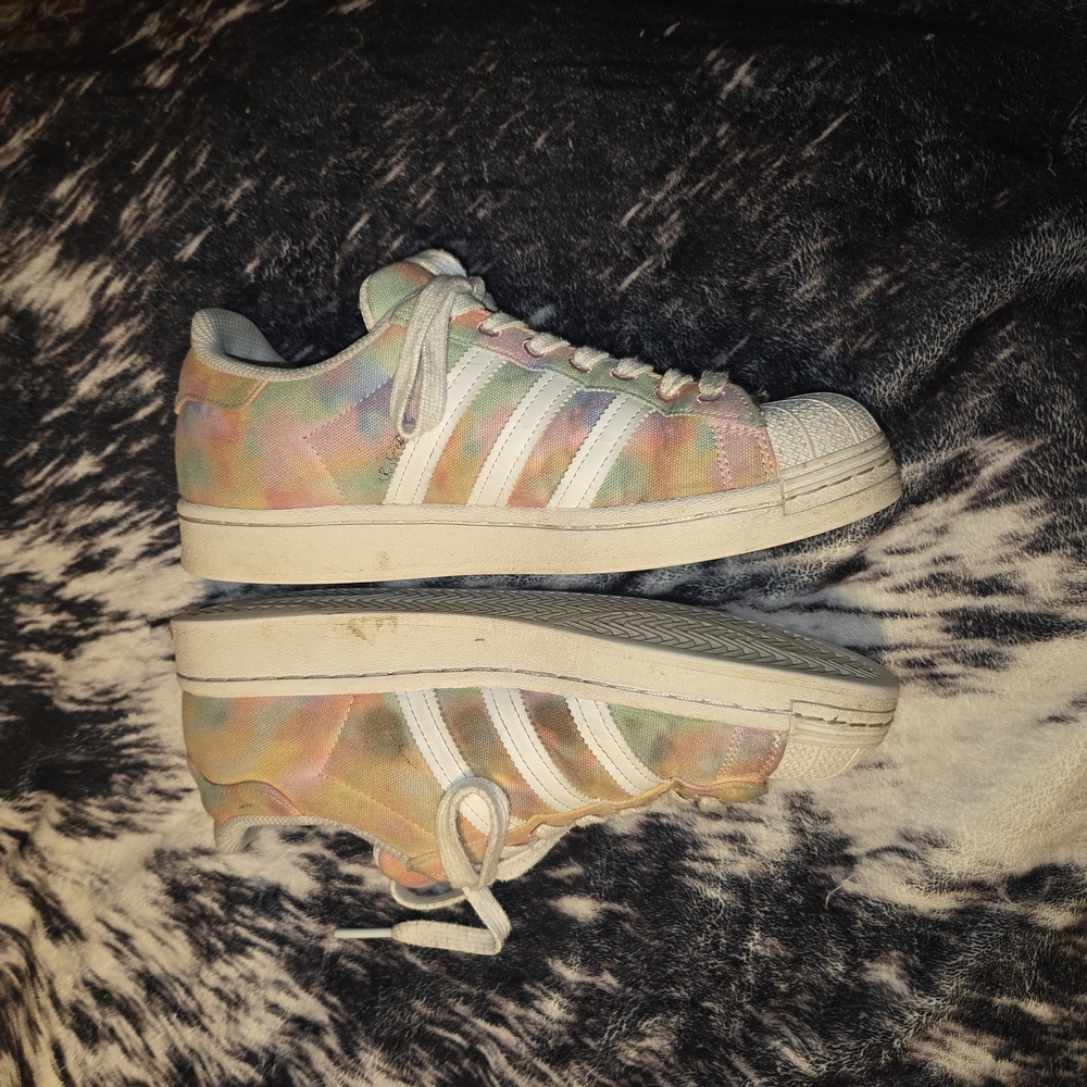 Vibrant Adidas Supersta Tie Dye Sneakers with Cushioned Sole and Breathable Mesh